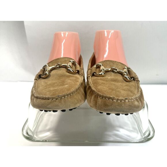 Patricia Green Tan Suede Leather Horsebit Moc Toe Driving Shoes Loafers Size 38 - Picture 2 of 14